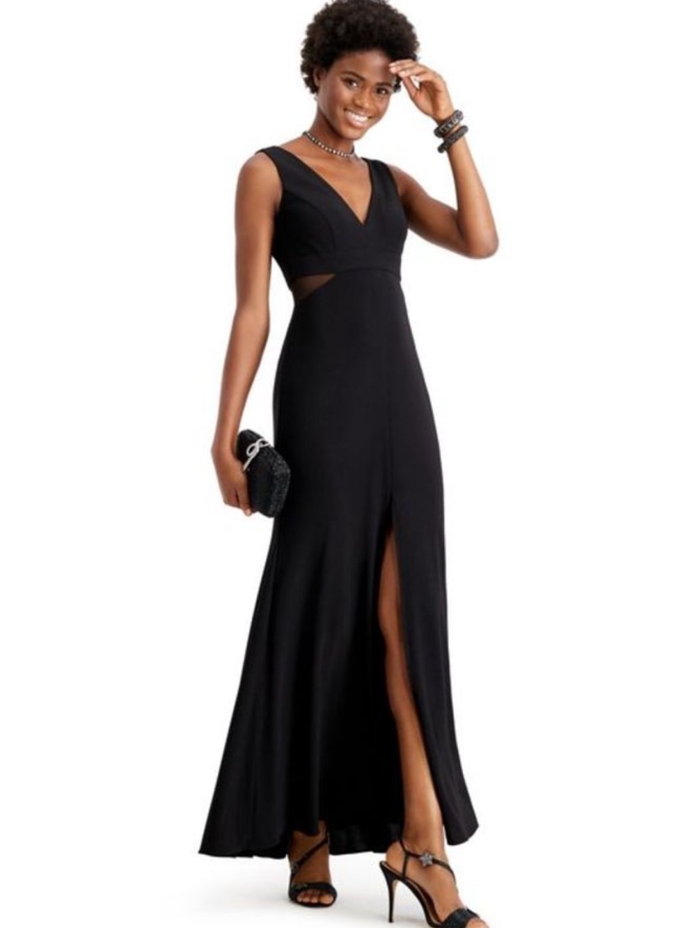 XSCAPE Womens‎ Black Illusion-inset Gown Sleeveless Mermaid Dress Size 8 NEW